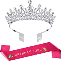 Los mejores  - SATINIOR Corona de Cumpleaños Diadema de Adorno de Cristal Diamantes de Imitación Corona de Princesa con Banda de…